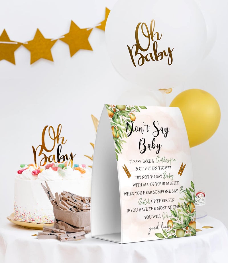 Pazag Don't Say Baby Set - One 5x7 Sign and 50 Mini Clothespins, Baby Shower Games, Baby Shower Decoration, Gender Neutral Baby Shower - MsJb033 - Image 4